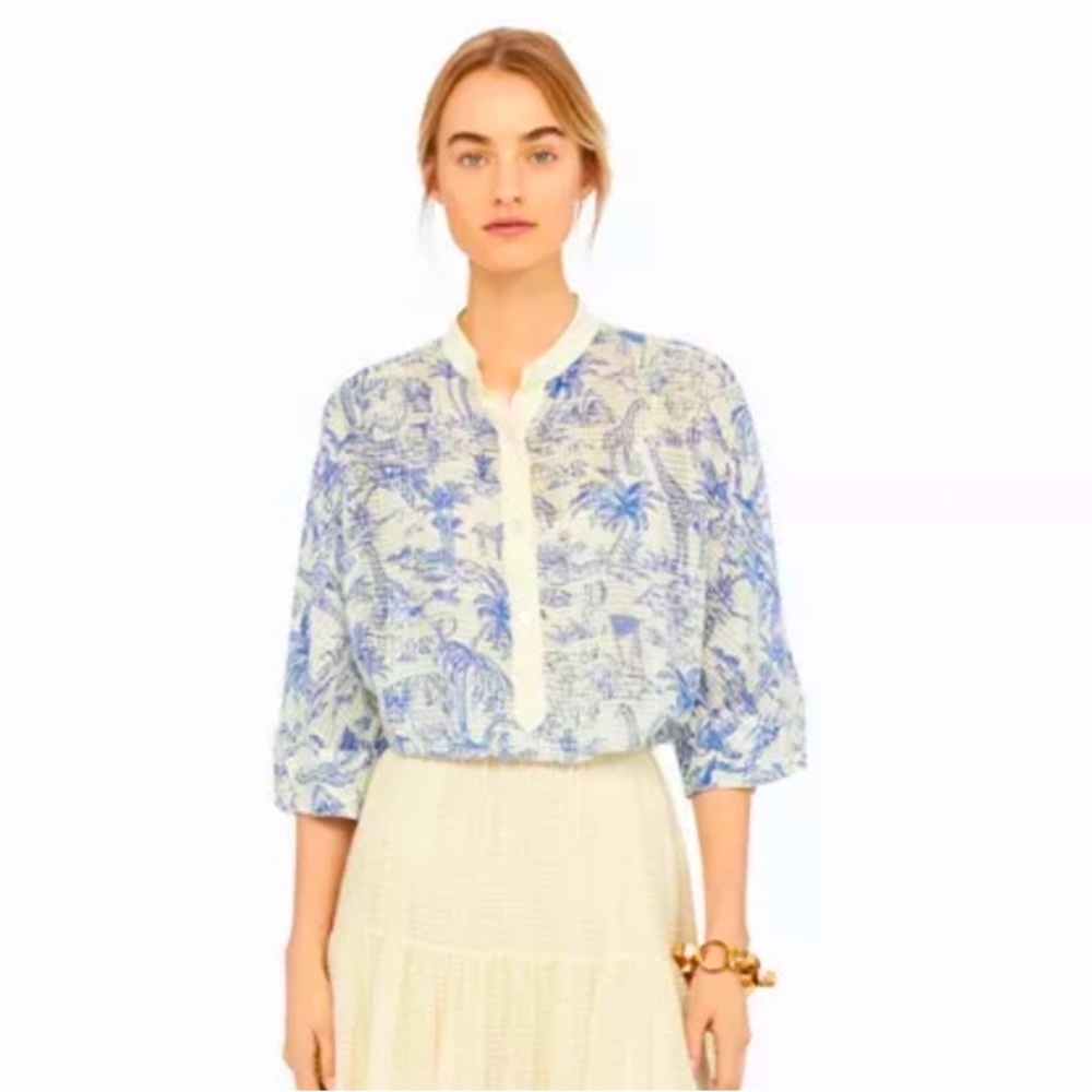 Tory Burch Silk button front toile georgette top
